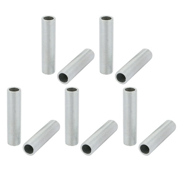 Unique Bargains 10 Pcs Metric M12 1mm Pitch Thread Zinc Plated Pipe Nipple Lamp Parts 50mm Long