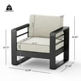 thumbnail image 3 of Christopher Knight Home Modern Outdoor Club Chair with Beige Cushions, Aluminum Frame, Black Brushed Finish, 3 of 8