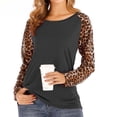 thumbnail image 5 of Moda para mujer Casual Sólido Manga larga Cuello redondo Leopardo Patchwork Blusa Tops Fridja fjkfkj2760, 5 of 5