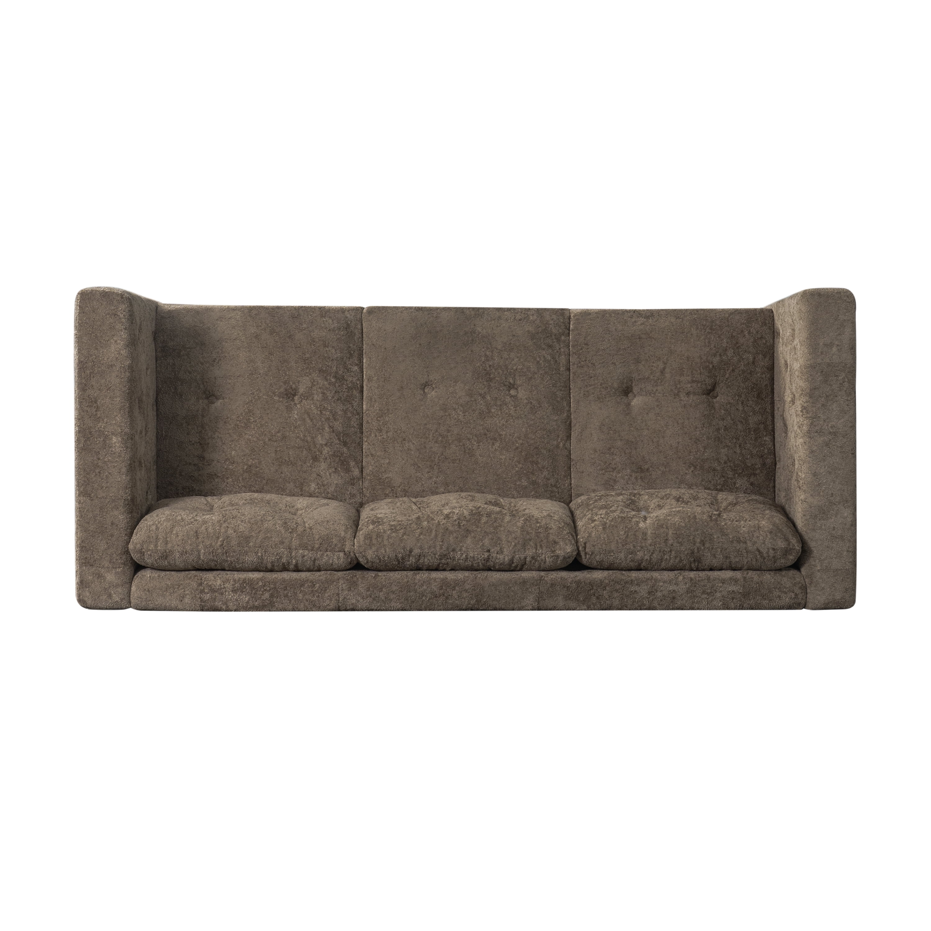 GARITIN 3 Seater Sofa 78 Inch, Chenille Upholstered Couch with Square Arms and Tufted Pillow Back for Living Room Apartment, Brown