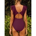 thumbnail image 4 of Charmo Womens Ruffle One Piece Swimsuits Ruched Tummy Control Monokini Bathing Suits, 4 of 6