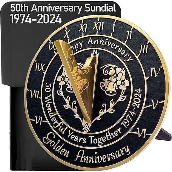 Antique Collection Brass Horizontal Sundial for 50th Golden Anniversary – 6.4" x 3"