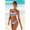 thumbnail image 3 of LASCANA Women's Striped Bandeau Bikini Swimsuit Top Bra Sizing Glitter Detail, 3 of 6