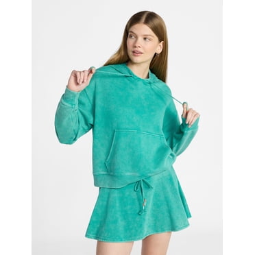 No Boundaries Washed Fleece Pullover Hoodie, Women's XXS-XXL
