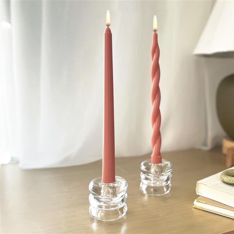 Mainstays Paraffin Wax 10" Twist Taper Candle, Unscented, Pink