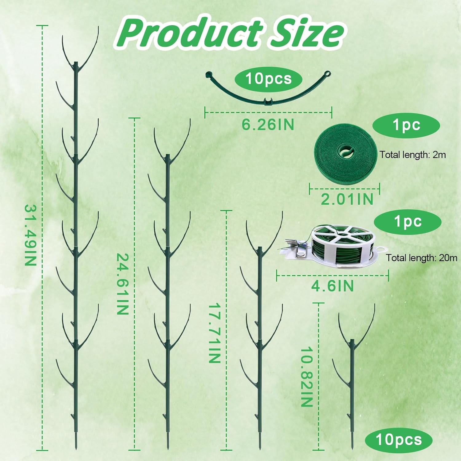 10 Pack Stackable Plant Support Stakes & Adjustable Circular Trellis, Garden Trellis for Climbing Plants Indoor and Outdoor Use, Garden Accessories for Monstera, Pothos, Tomato