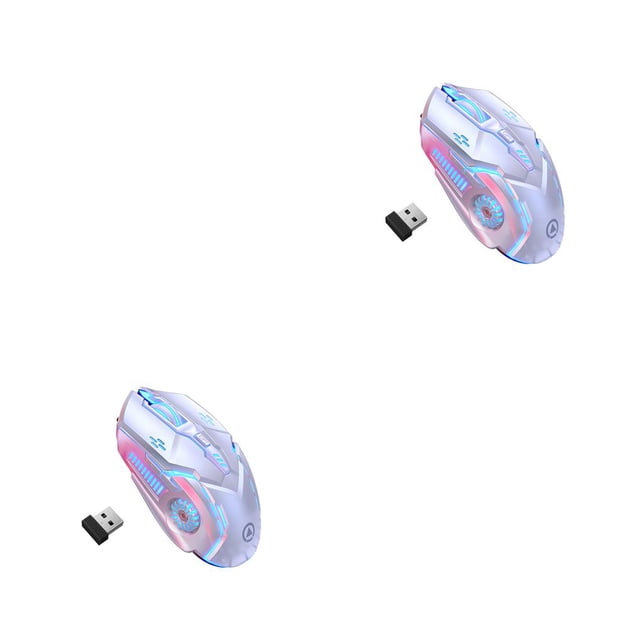 ZLight Souris de Jeu Sans Fil Professionnelle 4 Vitesses Réglables Givrée 6 Boutons 2.4GHz 1200/1600/2400/3200DPI Rétroéclairée Blanche 2Ensemble