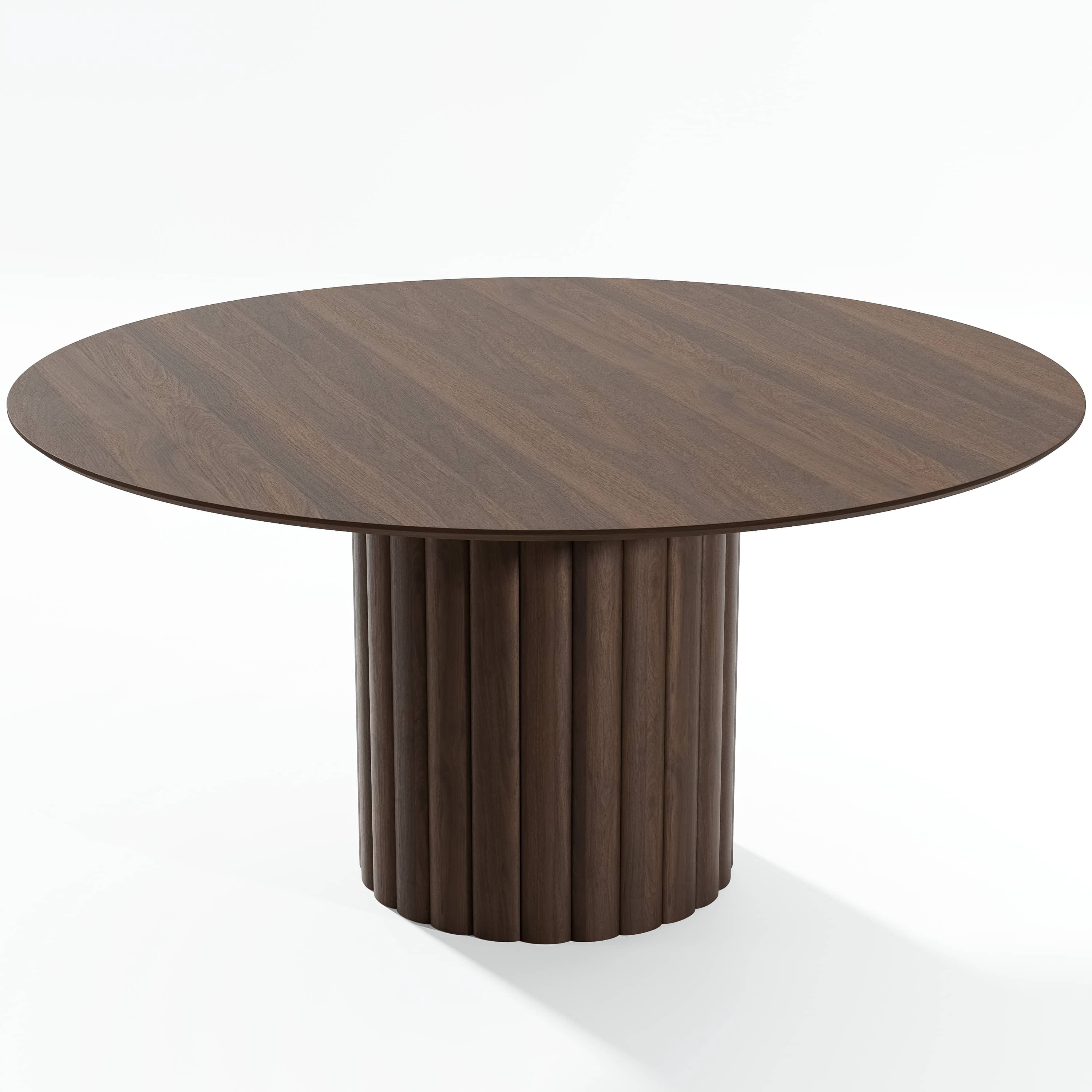 MAYEERTY 60" Wooden Round Rustic Dining Table for Dining Room Kitchen, Walnut