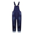 thumbnail image 1 of KIDSCOOL SPACE Boy Overalls,Big Pocket Ripped Adjustable Casual Denim Workwear,Blue,14-15 Years, 1 of 7