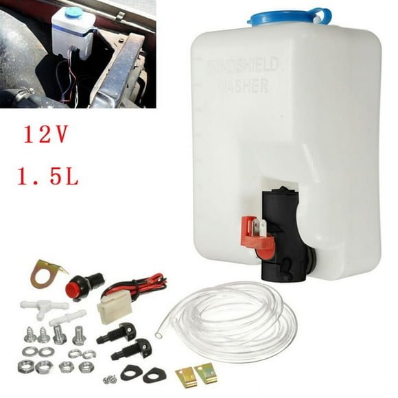 Universal Windshield Washer Bottle Kit with Pump Hose Jets Wiring Switch for Classic Car 12V Boat Marine