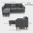 thumbnail image 3 of HOMCOM Sectional Sofa, L-Shaped Sofa with Chaise Lounge, Dark Grey, 3 of 10