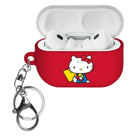 Sanrio AirPods Pro 2 Case Key Ring Keychain Holder Strap Hole Hard AirPods Pro 2nd Generation 2022 Cover - Hello Kitty Writing
