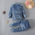 thumbnail image 4 of Odeerbi Toddler Sweatshirt Children Autumn Winter Solid Color 2025 Long Sleeved Sweater Trousers Two Piece Children Clothing Blue, 4 of 9
