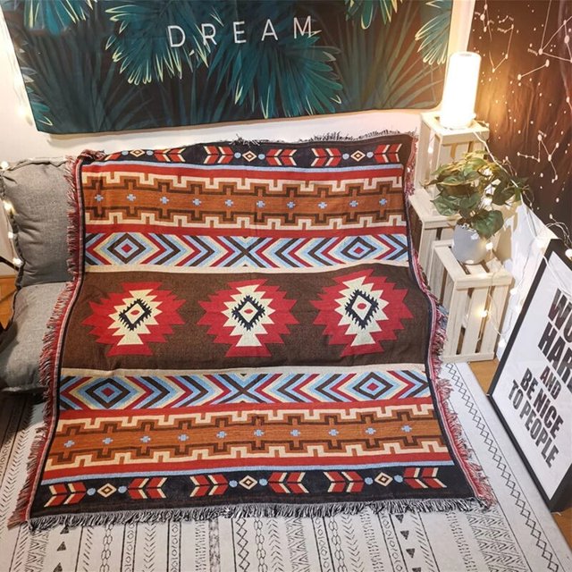 2022 Beach Picnic Outdoor Camping Tassels Blanket Ethnic Bohemian Striped Plaid Blankets for Beds Sofa Mats Travel Rug Christmas90x210cm Gao Jinjia LED