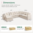 thumbnail image 2 of Marrber 137" Beige 7-Seat Convertible Modular Sectional with Storage, Plush Pillows & Adjustable Armrests in Pet-Friendly Cloud Corduroy, 2 of 10