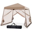 thumbnail image 5 of INTER HUT 10x10 Pop up Canopy Tent with Mesh Netting, Slant Leg Instant Screened House Gazebo, Beige, 5 of 7