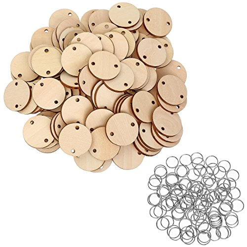 120PCS Round Wooden Holes Hanging Calendar Accessories for Arts Crafts Home 
