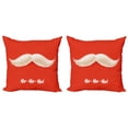 thumbnail image 1 of Ambesonne Christmas Throw Pillow Cover 2 Pack, Vivid Santa Mustache, 16", Scarlet Cream, 1 of 2