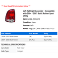 thumbnail image 2 of Left Tail Light Assembly - Compatible with 2004 - 2007 Buick Rainier Sport Utility 2005 2006, 2 of 2