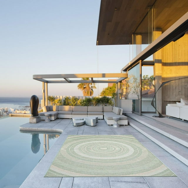 ECARPET Tapis d'Extérieur pour Patio, Terrasse, Jardin, Camping, Imperméable, Collection Veranda Modern