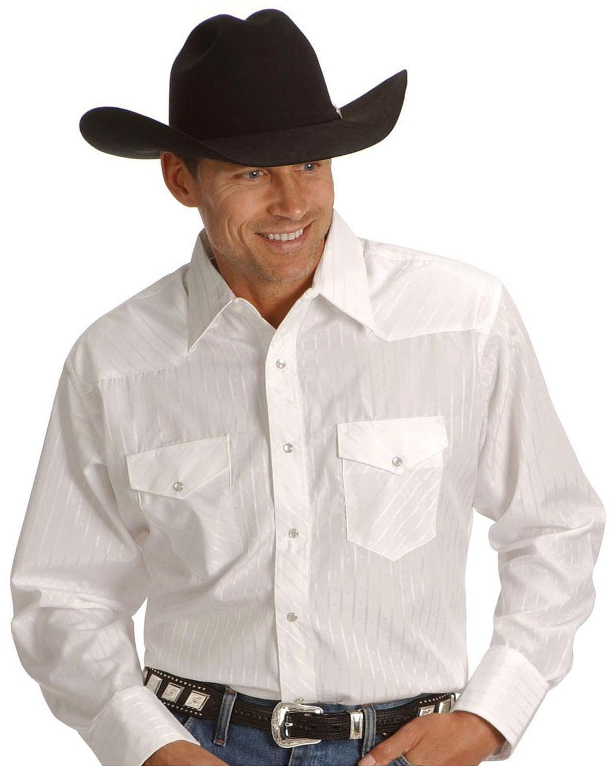 Wrangler Men's and Big & Tall Men's Long Sleeve Western Snap Dobby Striped Shirt