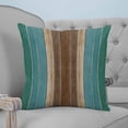 thumbnail image 4 of 18x18 Pillow Covers Set of 2, Teal Blue Brown Throw Pillow Covers Decorative Couch Cushion Case, Farmhouse Retro Wooden Grain Stripes Microfiber Square Pillowcases for Bedroom Car Living Room, 4 of 7