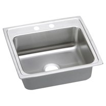 Elkay LR25212 Lustertone Classic 25 x 21-1/4 x 7-7/8 Single Bowl Drop-In Sink, 2 Holes, Stainless