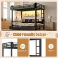 thumbnail image 5 of Bellemave Bunk Bed with storage and LED Lights, Twin XL Over Twin XL Metal Bunk Bed with Pull-Out Folding Bed, Heavy Duty Bunk Bed Frame USB Ports and Shelves-Black, 5 of 8
