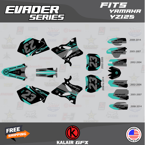 Kalair GFX Graphics Kit for Yamaha YZ125 (2006-2007) Evader Series