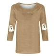 thumbnail image 4 of MaFYtyTPR Halloween Printing Tops for Women Fashion Casual Printed Round neck 3/4 Sleeves Loose Comfortable T-shirt Top Khaki M, 4 of 5