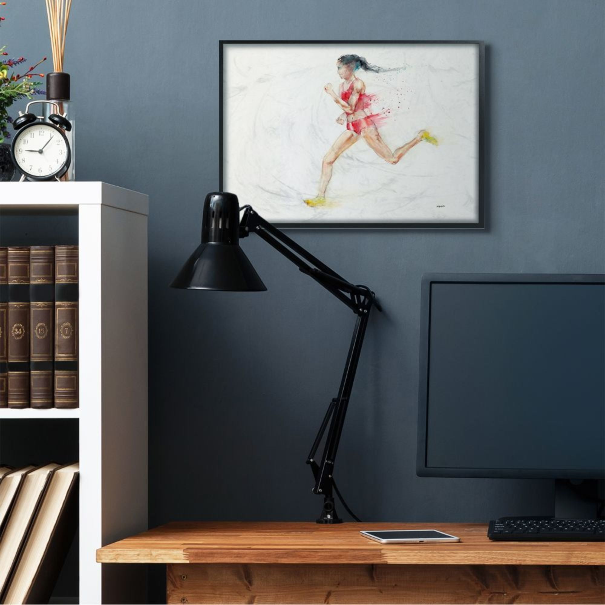 Stupell Industries Watercolor Athlete Female Track Runner Pose Design by Third and Wall