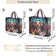 thumbnail image 3 of Dog Flowers Church Window Corduroy Tote Bag Handbag Large Messenger Bag Shoulder Crossbody Zipper Bag Purse, 3 of 8