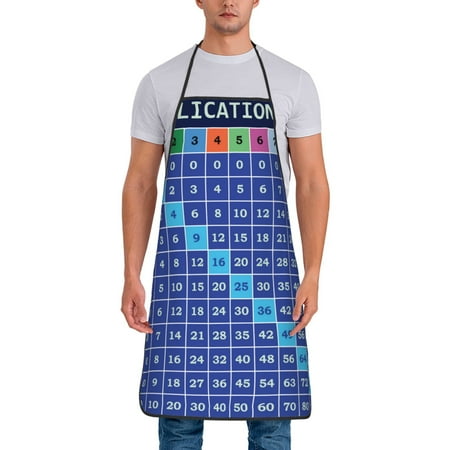 

Wukai Multiplication Table Print Aprons Adjustable Bib Aprons Cooking Kitchen Chef Apron for Women and Men