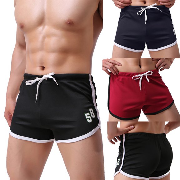 FRSASU Men's Running Workout Bodybuilding Gym Shorts Booty Athletic Breathing Fitted Lightweight Jogger Red