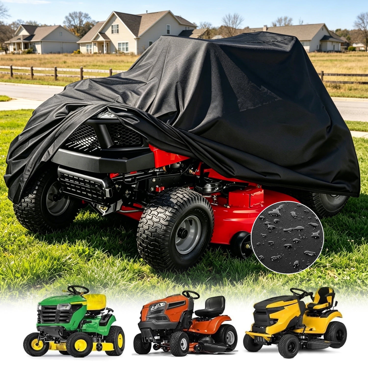 Riding Lawn Mower Cover Heavy Duty Waterproof Dustproof UV Resistant Protector Outdoor Weather Cover for Lawn Tractors(71.7 x43.7 x45.7 )
