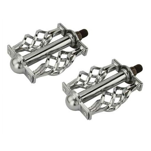 Twisted Pedals W/Cage 1/2" Chrome. Bike pedals, bicycle pedal, for lowrider , beach cruiser, chopper, limo, stretch bike