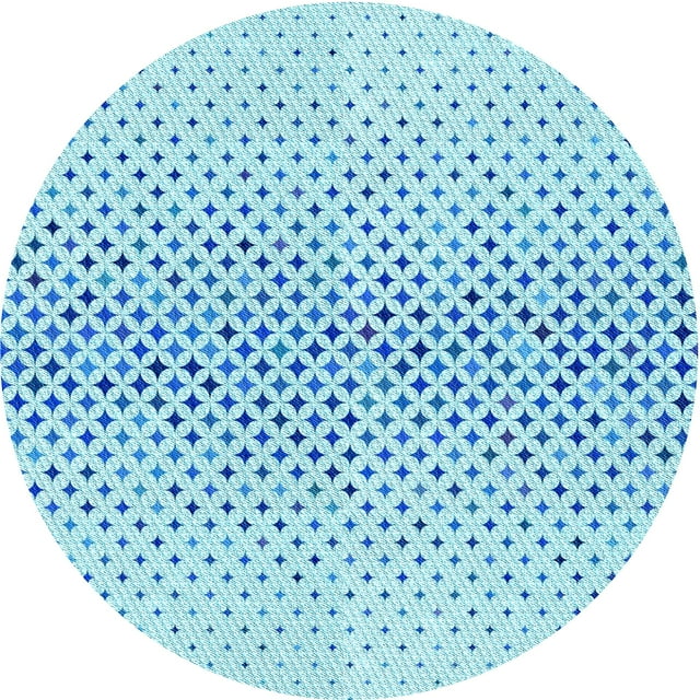 Ahgly Tapis Rond Lavable en Machine Intérieur Transitionnel Bleu, 4 Pieds Rond