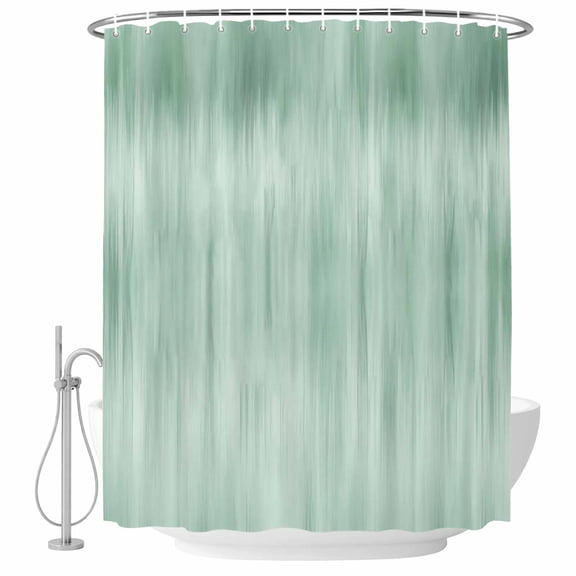 Polyester Fabric Green Shower Curtain, Modern Abstract Art Ombre Striped Waterproof Bathtub Curtain Bathroom Decor Set with Hooks 72 x 84 Inches