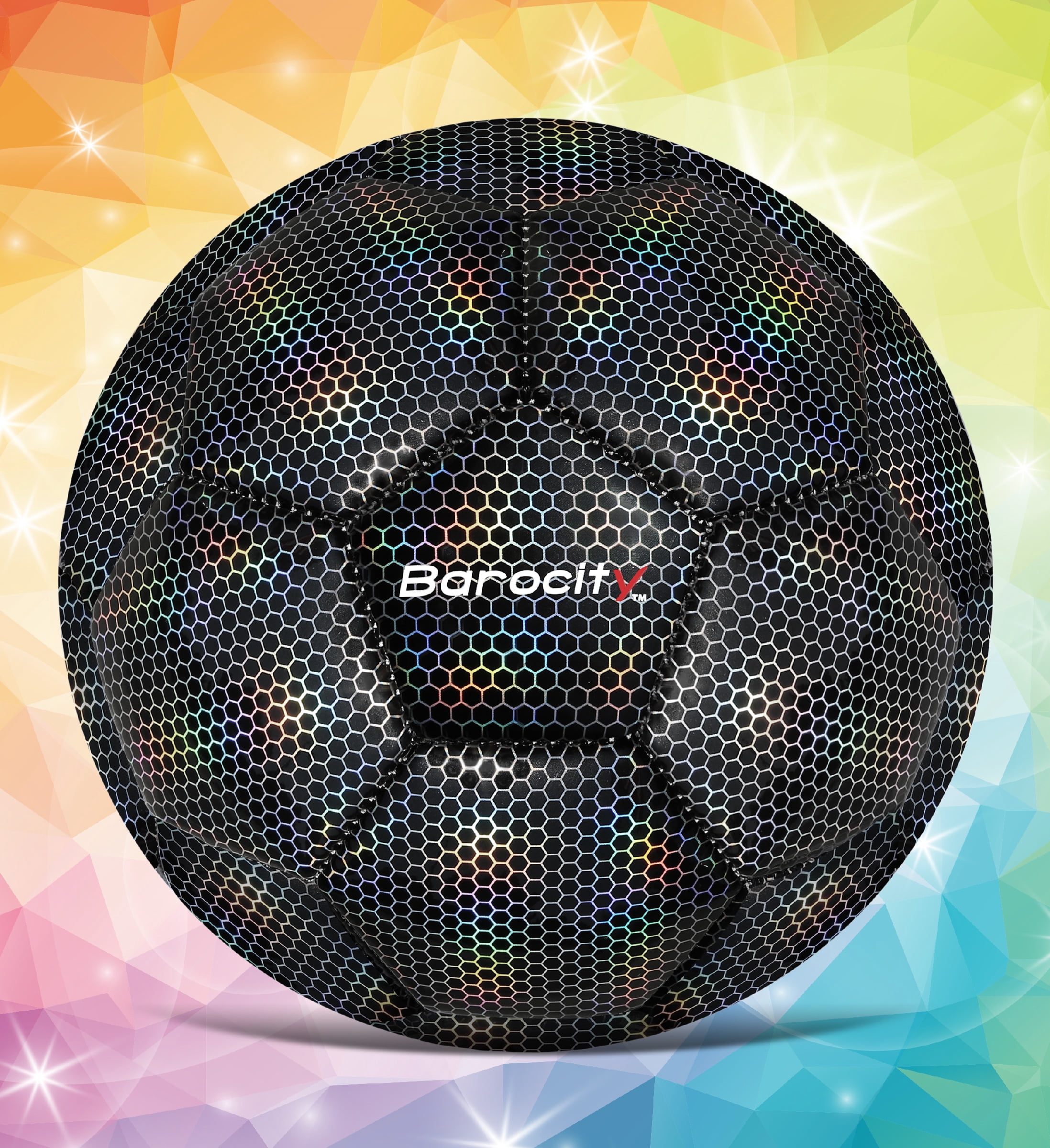 Barocity Iridescent Soccer Balls Set of 4 – Black, Gold, Silver, White Official Match Ball with Reflective Hex Pattern, Sport Soccer Balls for Indoor and Outdoor Training and Practice Games - Size 3
