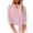 Pink, variant on Women's Button Down Shirts 3/4 Sleeve Band Collar Business Casual Work Shirt Tops Dressy Casual Blouse with Pocket