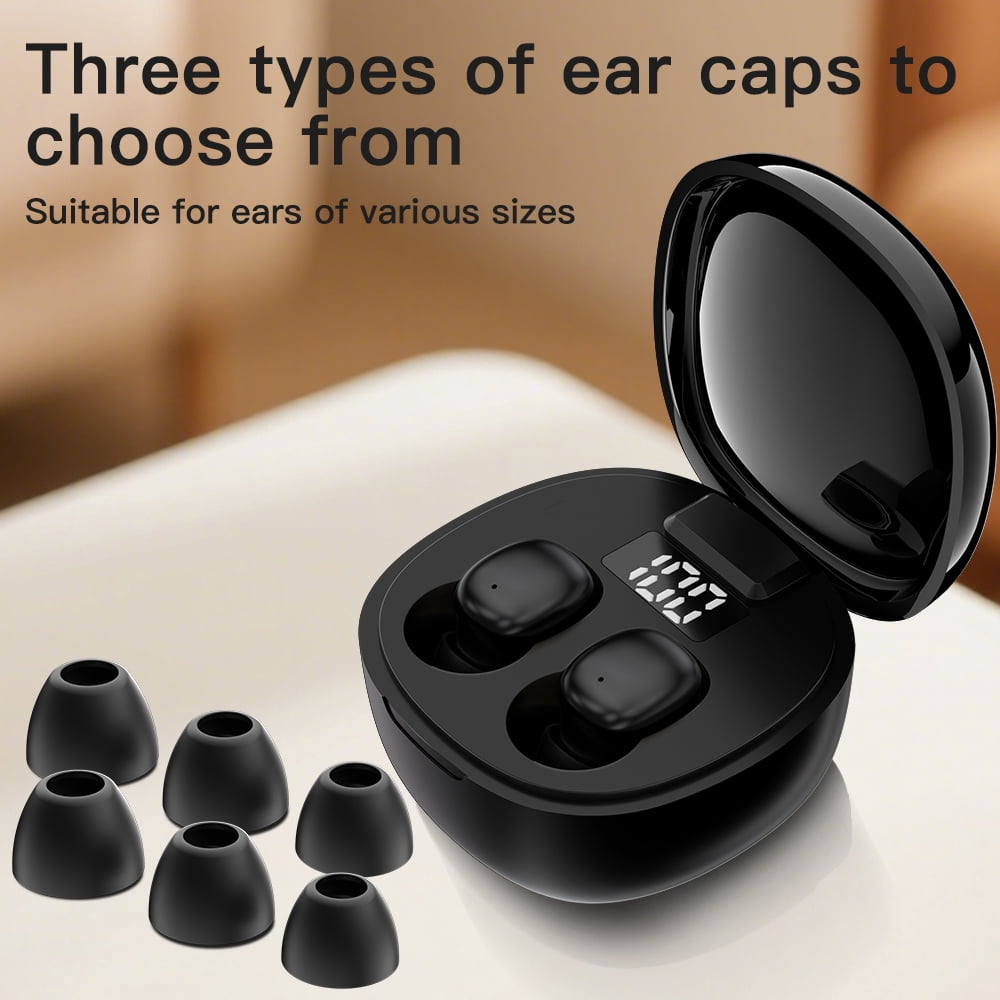 Small Mini Invisible Earbuds Wireless Bluetooth for Small Ears, Low Profile Tiny Discreet Hidden Sleeping Earbuds for Work Sleep, Invisible Headphones Buds (Black)