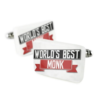 Cufflinks Worlds Best Monk Porcelain Ceramic NEONBLOND