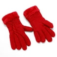 thumbnail image 2 of Gants à Moins de 10 $ Mitaines Rouges Hiver Gants en Maille Jacquard pour Femmes Tricotés Plus Velours Épaissis Automne et Hiver Gants Chauds à Motif (Gants pour Adultes), 2 of 6