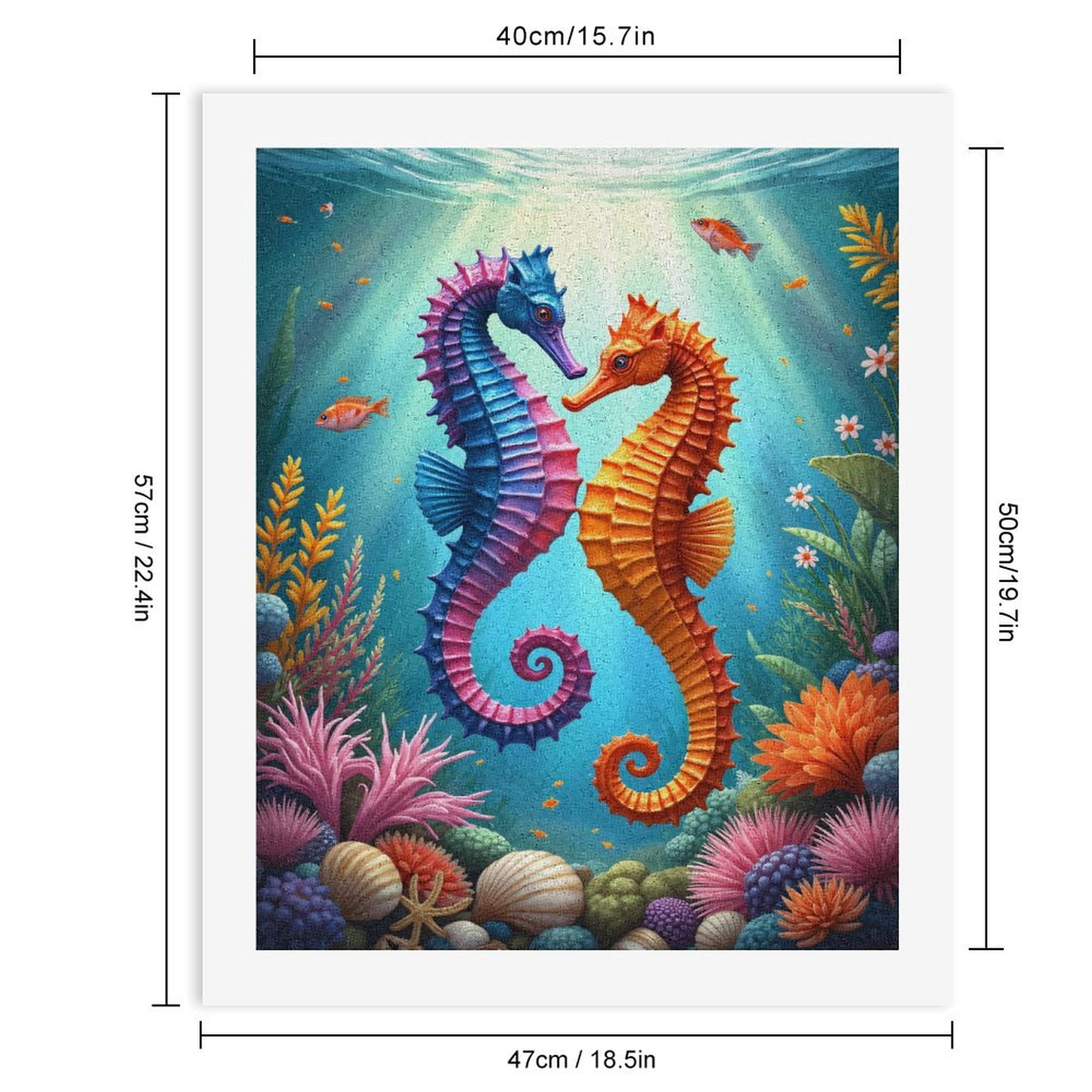 Paint by Numbers Kit for Adults, Colorful Seahorses Ocean Scene Paint by Numbers, Easy Paint by Numbers Kit for Adults Beginner, DIY Adult Paint by Number Kits on Canvas, Home Decor