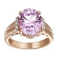 thumbnail image 3 of Bling Jewelry Womens Traditional Oval 4CT Pink Amethyst Statement Ring Zircon Accent Rose Gold Vermeil Sterling Silver, 3 of 6