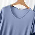 thumbnail image 6 of Women Homewear Solid Color Loose Pajamas Short Sleeve T Shirt Drawstring Wide Leg Pants Sleepwear 2 Piece Set Pant Suits for Women Grandmother of The Bride Dress Pinstripe Pantsuit Women 3 Piece Women, 6 of 6