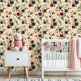 thumbnail image 3 of Peel and Stick Wallpaper 23.6in x 9.8ft Floral Red Blue Beige Blooms Cream Contact Paper Vinyl Waterproof Self Adhesive Wall Paper for Bedroom Shelf Cabinet Renter Friendly, 3 of 8