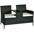 thumbnail image 2 of Outsunny 2-in-1 Outdoor Loveseat & Coffee Table Set, Black, 2 of 9
