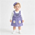 thumbnail image 2 of AUDeals Baby Girl Halloween Outfit Long Sleeve Ruffle Romper Ghost Embroidery Overall Dress Headband Cute Fall Clothes ﻿ (Purple, 3-6 Months), 2 of 9