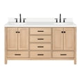 thumbnail image 2 of Ariel Cambridge 67 Inch Double Oval Sink Bathroom Vanity With Pure White Quartz Countertop 1.5 Inch Edge In Oak, 2 of 10